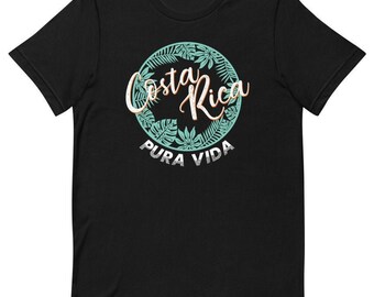 Costa Rica Pura Vida T-shirt Vintage Look Canvas Unisex Crew Neck FREE Local Shipping to USA, UK & European Union