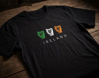 Irish Harp T-Shirt: Celtic Ireland Flag Colors, St. Patrick's Day Gift