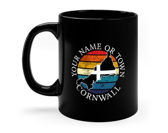 Cornish Customizable Mug Cornwall UK MUG 11oz Black Mug With