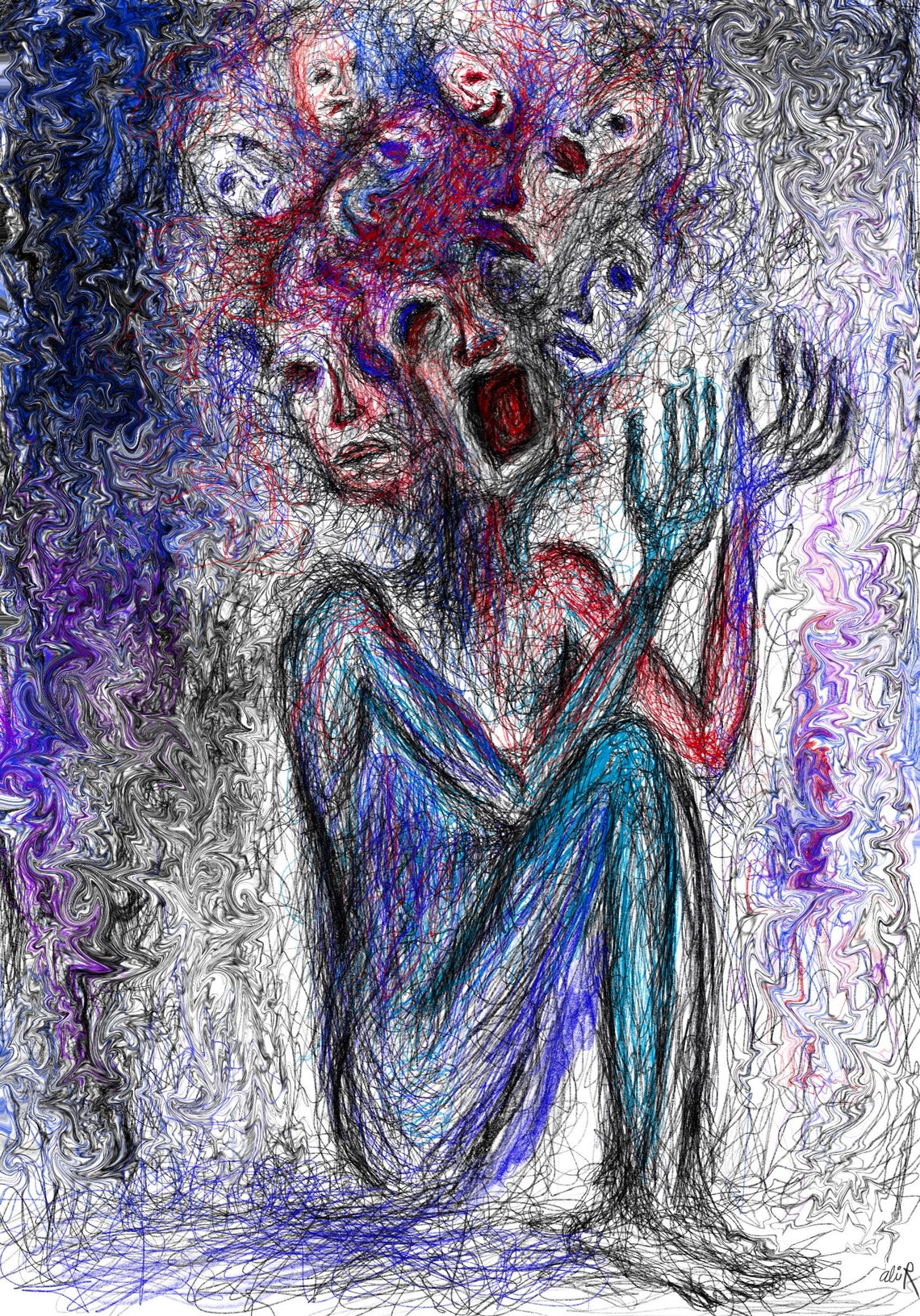 Handmade Artwork Painting Psychosis Etsy