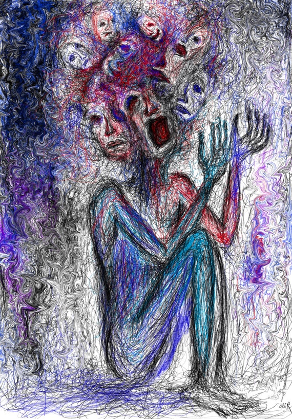 Handmade Artwork Painting Print Psychosis 17.5x12 - Etsy