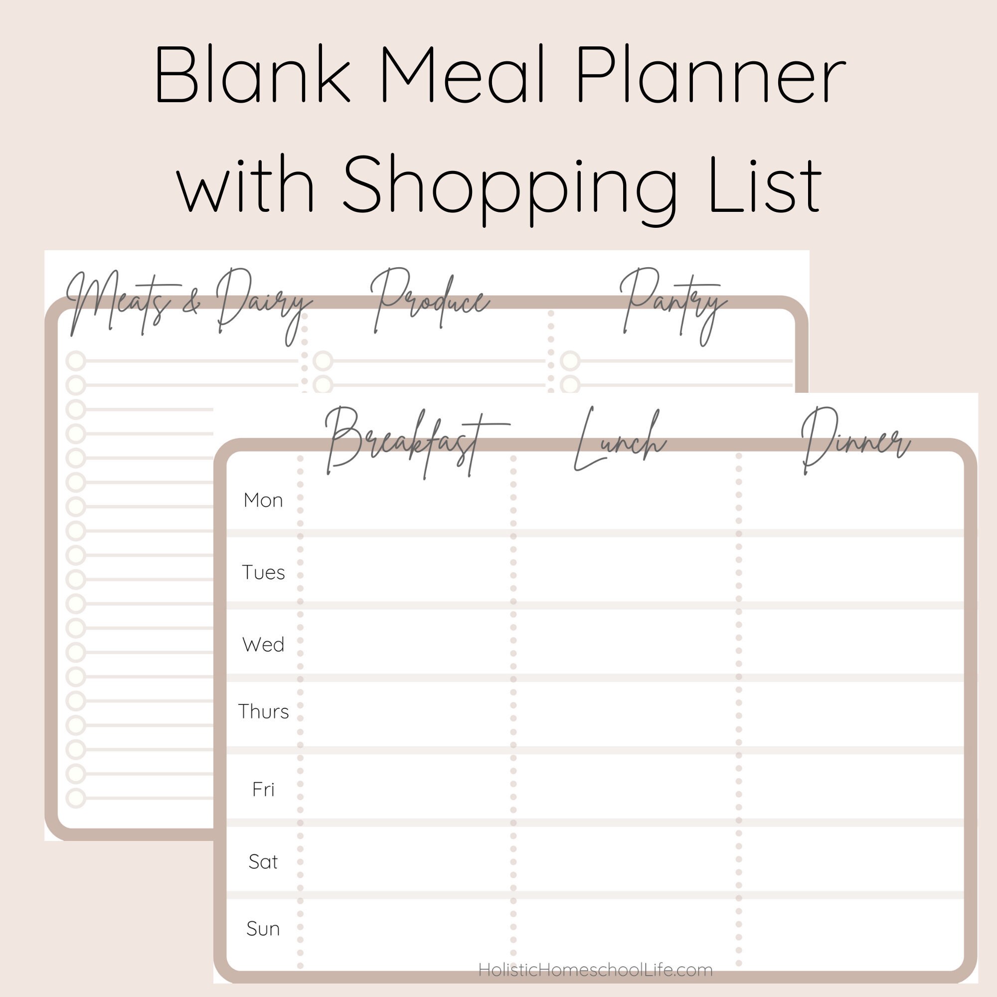 meal planning worksheet