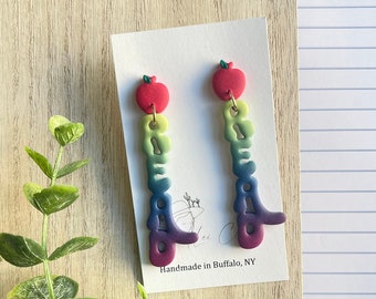 READ dangle earrings, fun teacher earrings, reading earrings, elementary teacher, teacher appreciation gift, stocking stuffers for teacher