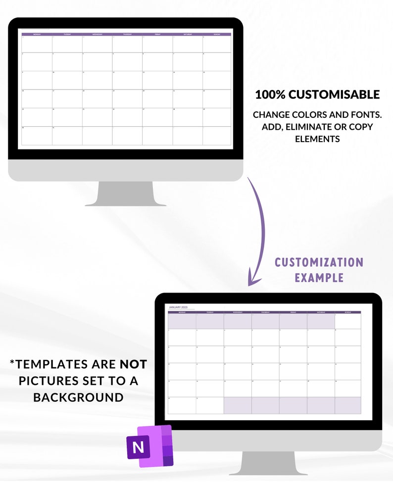 2023 2024 Onenote Calendar Editable Template Onenote Etsy Finland