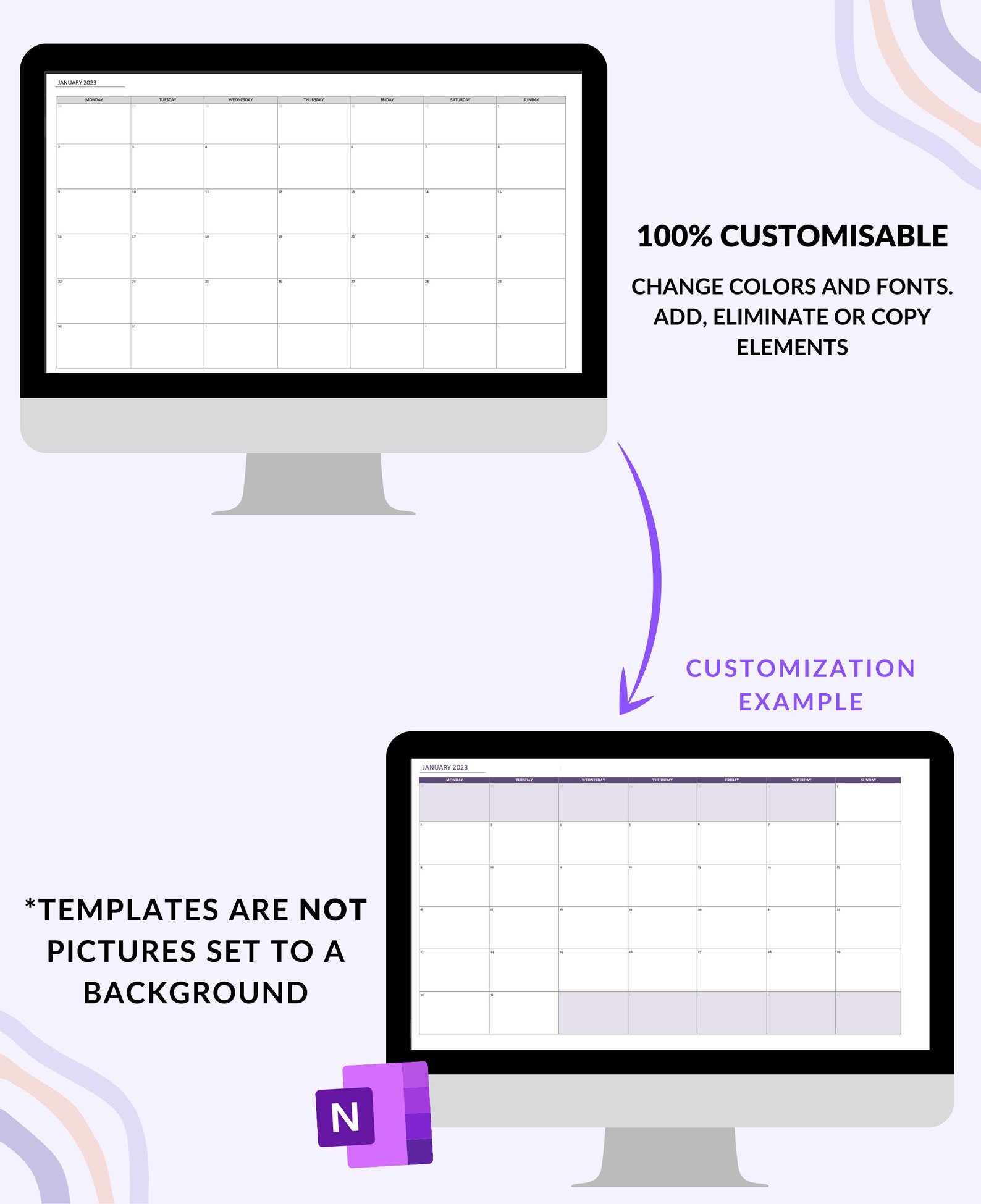 2022 2024 Onenote Calendar Editable Template Onenote Etsy Canada