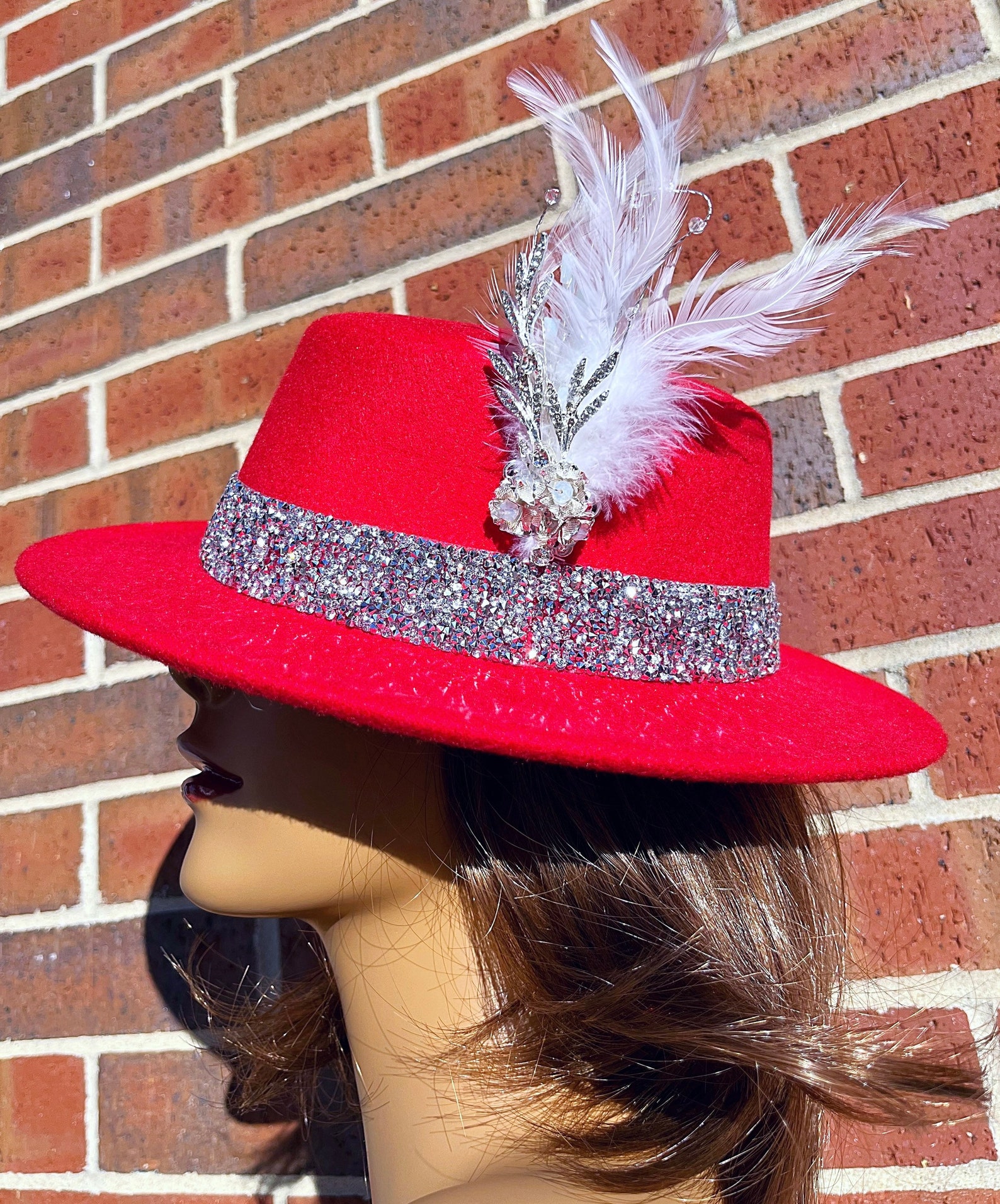 Womens Red Hat Etsy