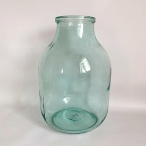 Vintage Large Jar 3L Light Green Thick Glass Kitchen Milk Storage Jar Terrarium Aquamarine Glass Vase Preserving Jar Please read description