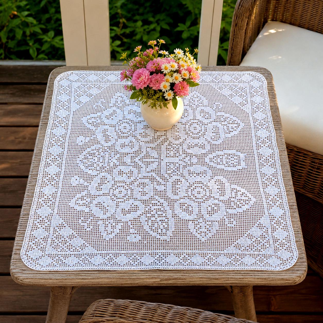 Square crochet tablecloth - Etsy 日本