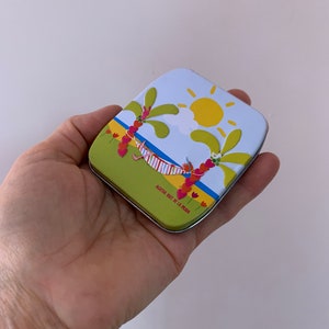 Vintage Mini Tin Box for Secrets, Stash Box, Old Metal Storage Box Small Items, Jewelry Storage Small Treasures Lacquered Colorful Small Tin