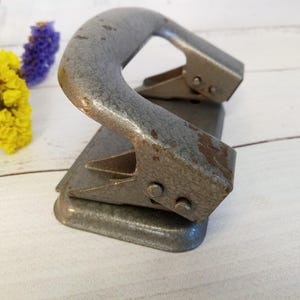 Vintage Paper Hole Puncher, Gray Antique Perforator,  Old Stationery, Collectibles Office Supplies, Metal Office Tool, Office Tool Original