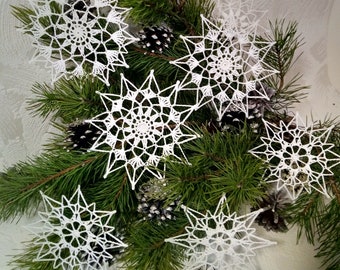 6 pcs CrochetSnowflake Pattern PDF, Christmas Ornament, Lace Snowflake Crochet, Snowflake Garland, Crochet Christmas Tree Decor, Ø 4-6"