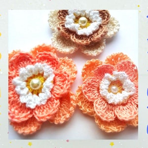 Crochet Pattern Flowers 1.5" Car Flower Decor for Keys Flower Appliques Headband Flowers Flower Brooch Pin Flower Garland Flower Crochet Bag