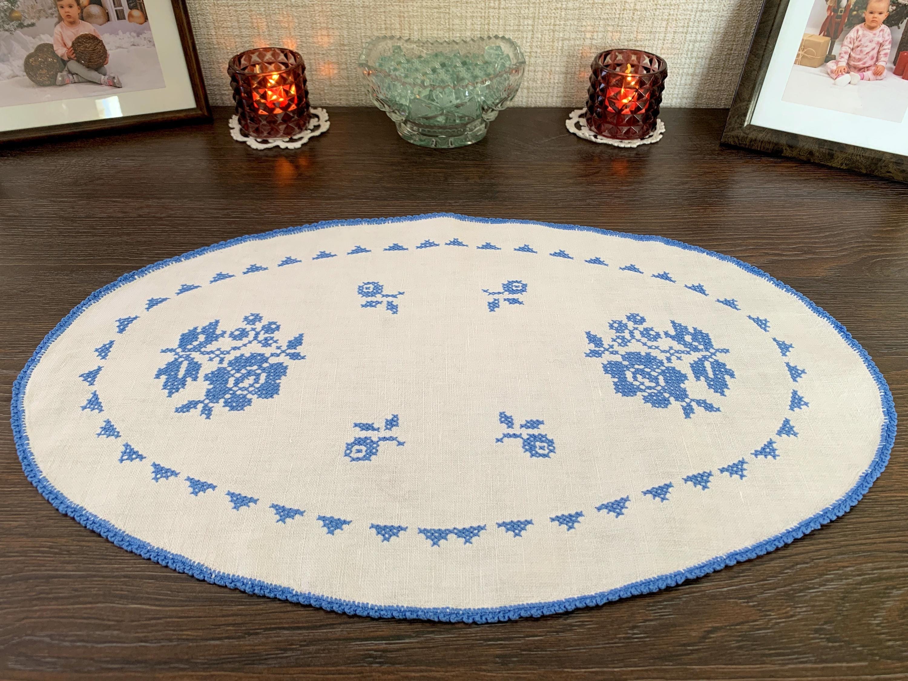 【トントトンさま】vintage doily ❀オーバルが可愛い レースドイリー ヴィンテージ オーバル コットン ドイリー 24.8インチ x 15.3インチ
