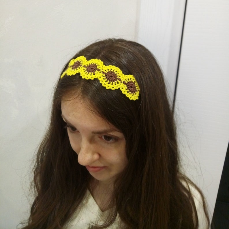 Crochet Headband Pattern, Crochet Flowers Easy Sunflowers, Bracelet