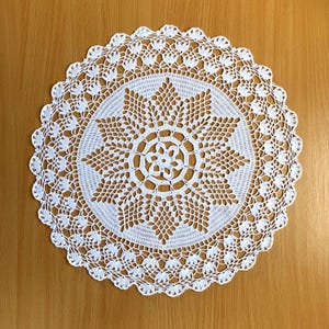 Vintage Crochet Doily 19.6" White Lace Round Cotton Doily, Dresser Doily, Guest Room Kitchen Farmhouse Coasters Table Decor Retro Cute Doily