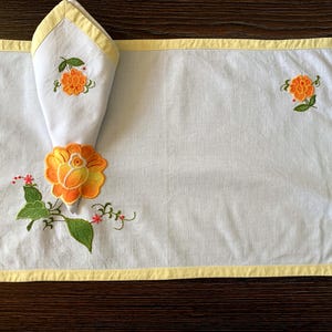 Vintage Cotton Placemats, Hand Embroidered Floral Applique, Rectangular Doily, Table Setting No defect 18"x12"/46х31cm & 14.2"x13.4"/36x34cm