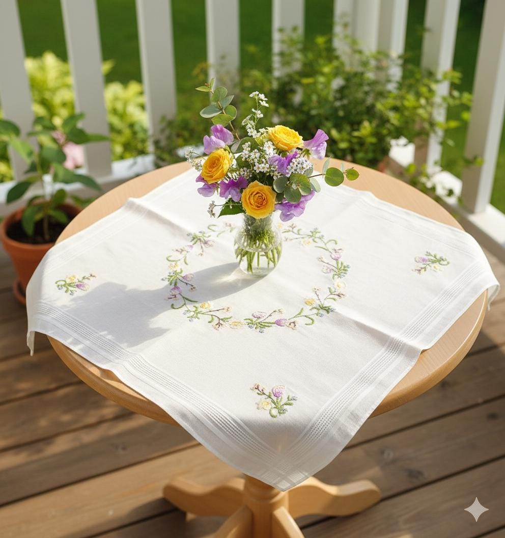 手刺繍のテーブルクロス - Etsy 日本