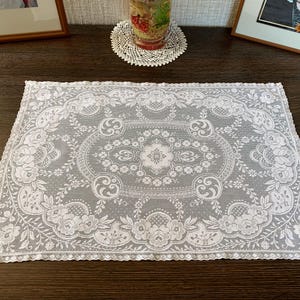 Vintage Rectangular Doily, Cotton Doily for Traymat, Coffee Table Decor, No defect, Hand Embroidery  16 x 10.2"/40x26cm & 20 x 14.2"/50x36cm