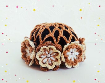 Crochet Flower Bun Cover Pattern, Hair Net (PDF Pattern) Bun Holder, Ballet Dance Gift, Gymnastics, Fitness
