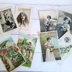 Vintage Postcard Victorian Girls, Cabinet Cards Written Antique Photography Chinese Girls Ephemera, Old Carte Postale Women, Photos Children