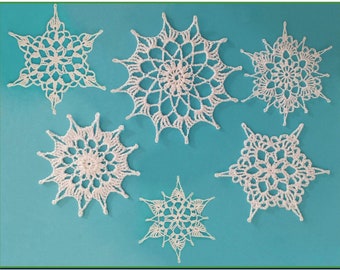 5 Crochet Snowflake Pattern, Christmas Lace Garland (set of 5 PDF Pattern) Small Doily, Snowflake Ø 3-5"