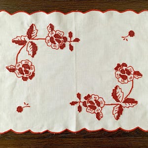 Vintage Rectangular Doily 17.7 x 14.2"/ 45 x 36 cm No defect, Cotton Placemats, Hand Floral Embroidery Cutwork, Coffee Table, Dresser Decor