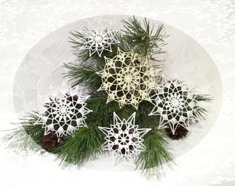 3 pcs Crochet Snowflake Pattern, Christmas Decor Snowflakes, Christmas Ornament, Snowflake Garland, Christmas Tree Decor, Snowfall, Ø 5-6"