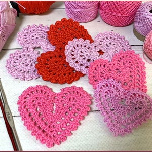 Wzór na szydełkowe serduszka, koronkowe małe serduszka 2-3 cale, dekoracja świąteczna, aplikacja w kształcie serca walentynkowego, dekoracja stołu weselnego, prezent dla chłopaka