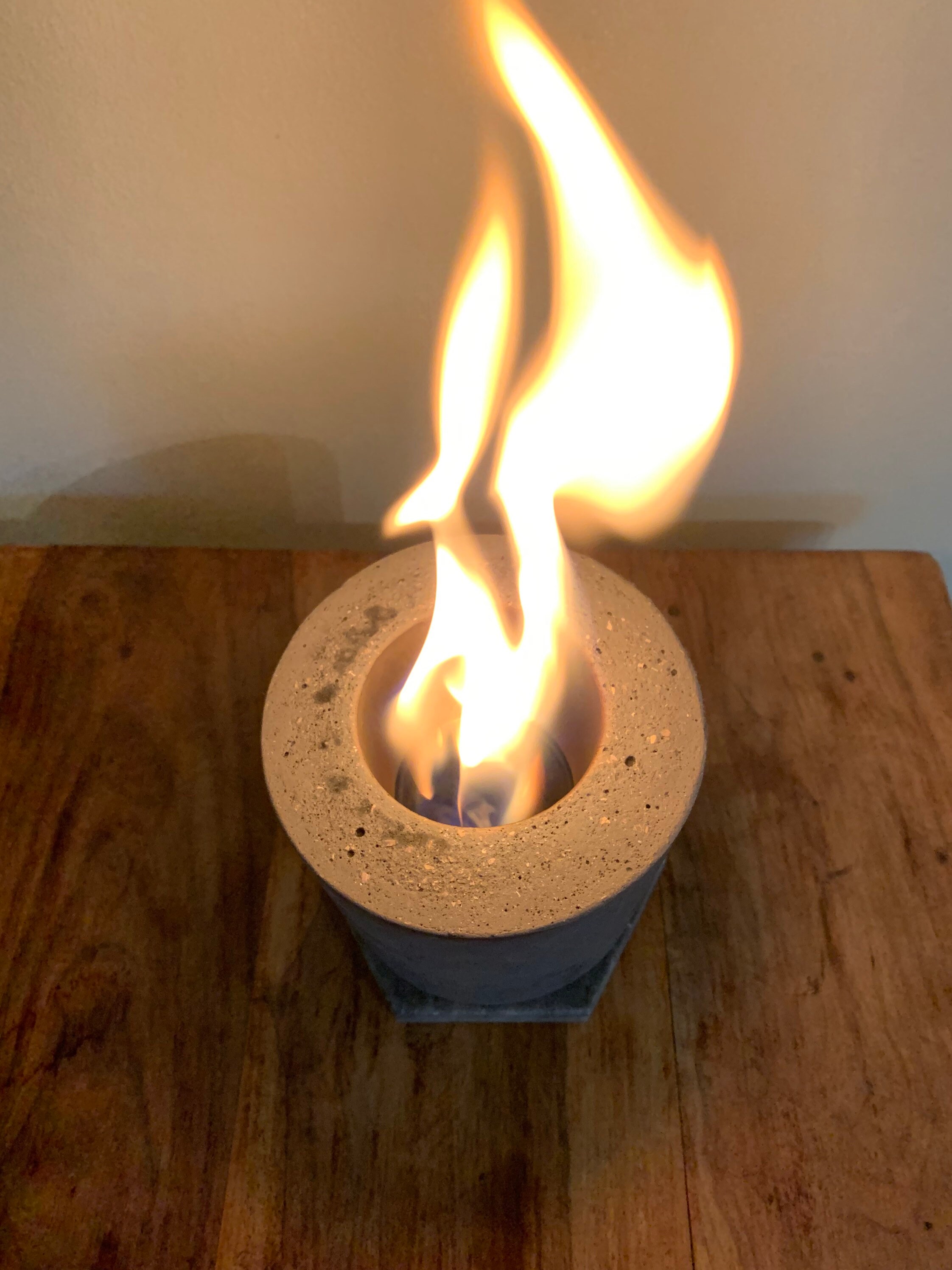 Tabletop Black Cement Fireplace Base Included Mini Fire Etsy