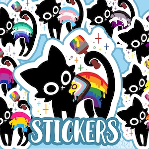Pegatina de vinilo ORGULLO LGBTQIA+ GATOS - Arte original - (7,6 cm)