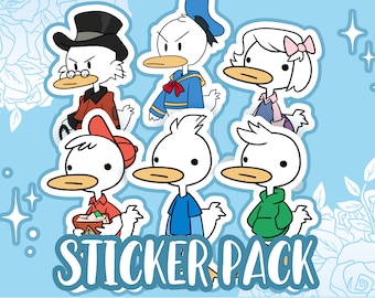 Ducktales 2017 vinyl stickers - Scrooge, Donald, Huey, Dewey, Louie, Webby ( 3 in / 7,6 cm)
