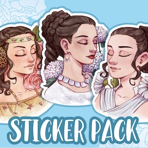 STAR WARS Matte Vinyl sticker pack - Padme Amidala, Leia Organa, Rey Skywalker - ( 3 in / 7,6 cm)