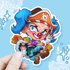 Buggy, o Palhaço - Adesivo de vinil fosco - Anime - (7,6 cm)