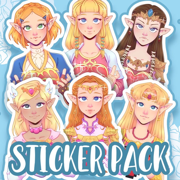 PRINCESS ZELDA heart STICKERS - Breath of the Wild, Skyward Sword, Twilight Princess, Wind Waker, Ocarina of time, Link to the Past