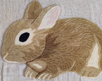 Rabbit Rug Hand Tufted Rug Carpet Animal Rug Home Decor Living Room Bedroom Kids Room Rug Anti-Slip Cotton Backing Mat Rug  2x3 ft