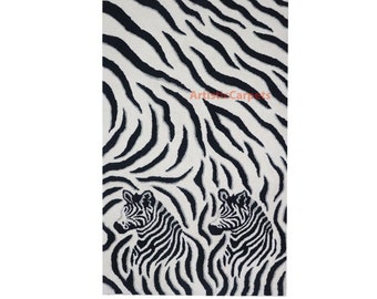 Hand Tufted Zebra Rug, Animal Rug, Office Rug, Decorative rug, Home Decor Rug / Black and White Rugs for Living Room, Bedroom,