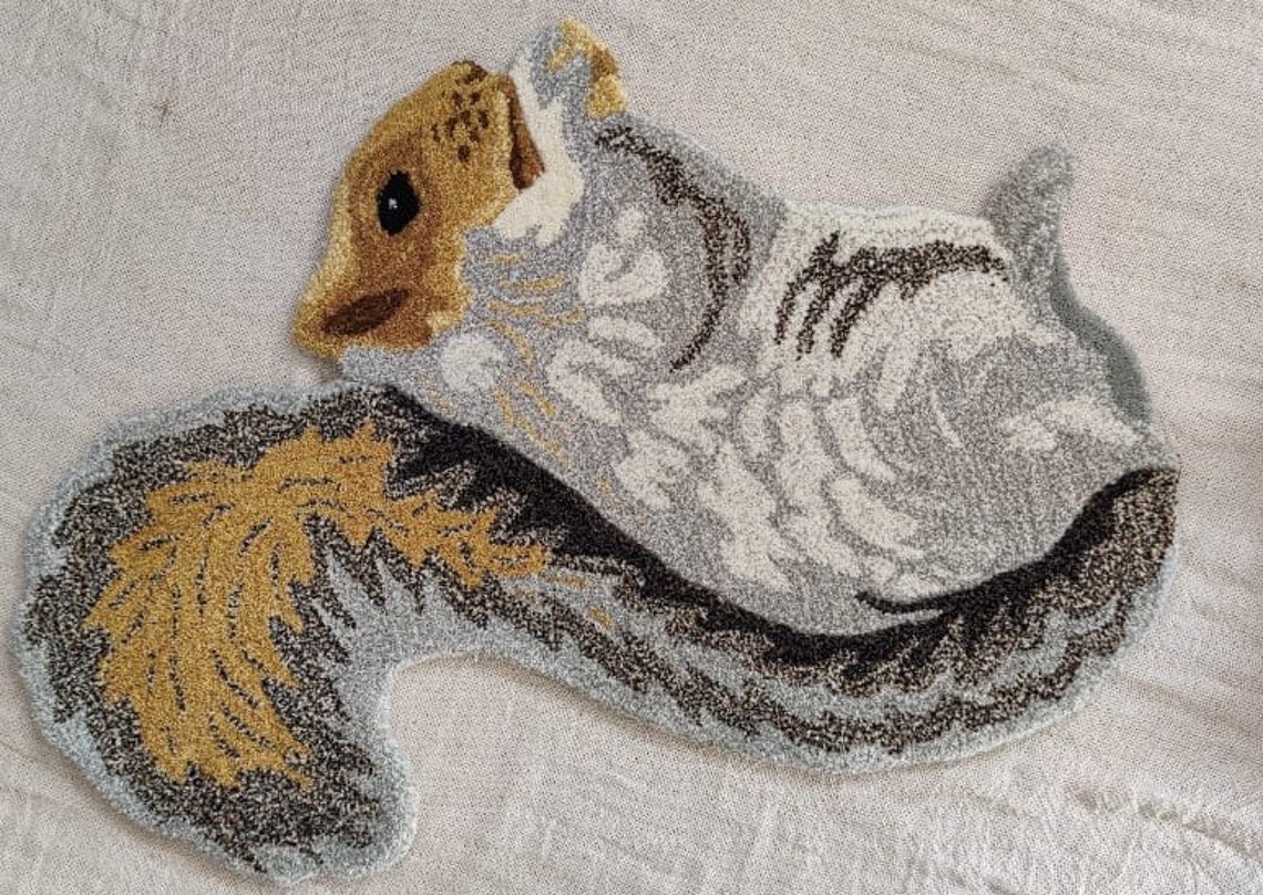 Squirrel Wool Rug Kids Rugs Animal Wool Rug Hand Tufted Etsy