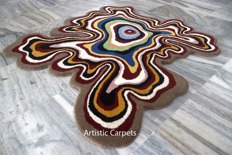 Irregular Rug Shape / Modern Abstract Area Rug for Living Room Etsy