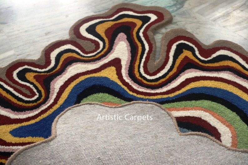 Irregular Rug Shape / Modern Abstract Area Rug for Living Room Etsy