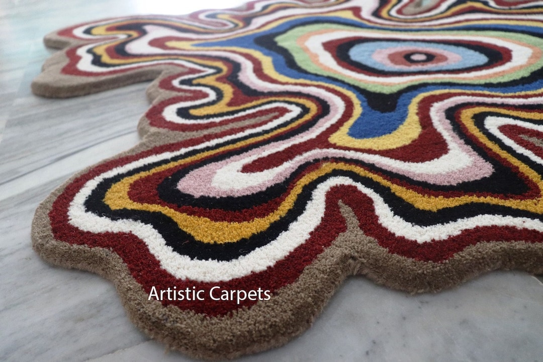 Irregular Rug Shape / Modern Abstract Area Rug for Living Room