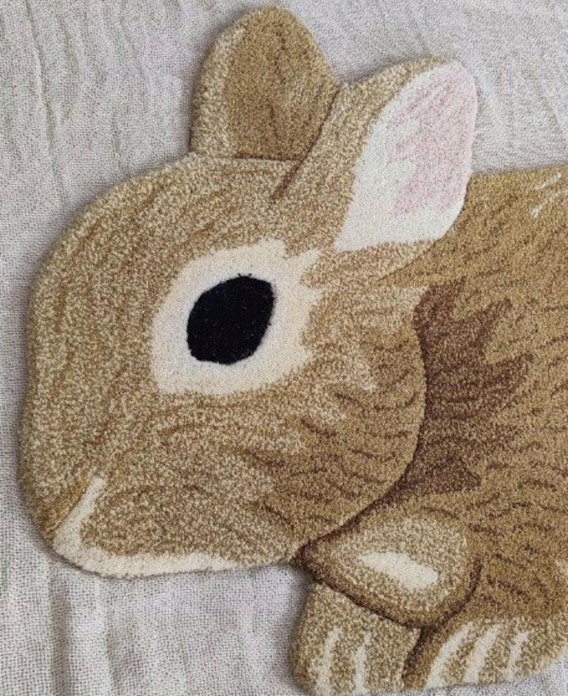 Hand Tufted Rug Carpet Animal Rug Rabbit Rug Home Decor Living Etsy