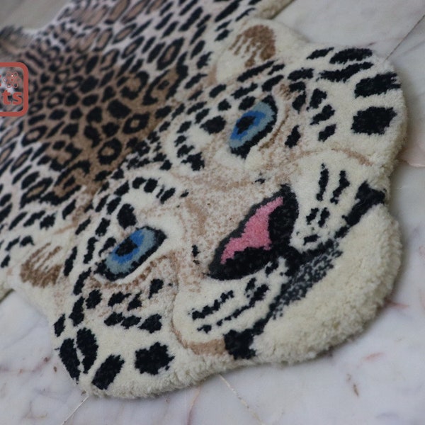 Hand Tufted Leopard Rug for Living Room / Bedroom / Kids Room / Home Decor Animal Rug Anti-Slip Cotton Backing Rug 2x3 Feet