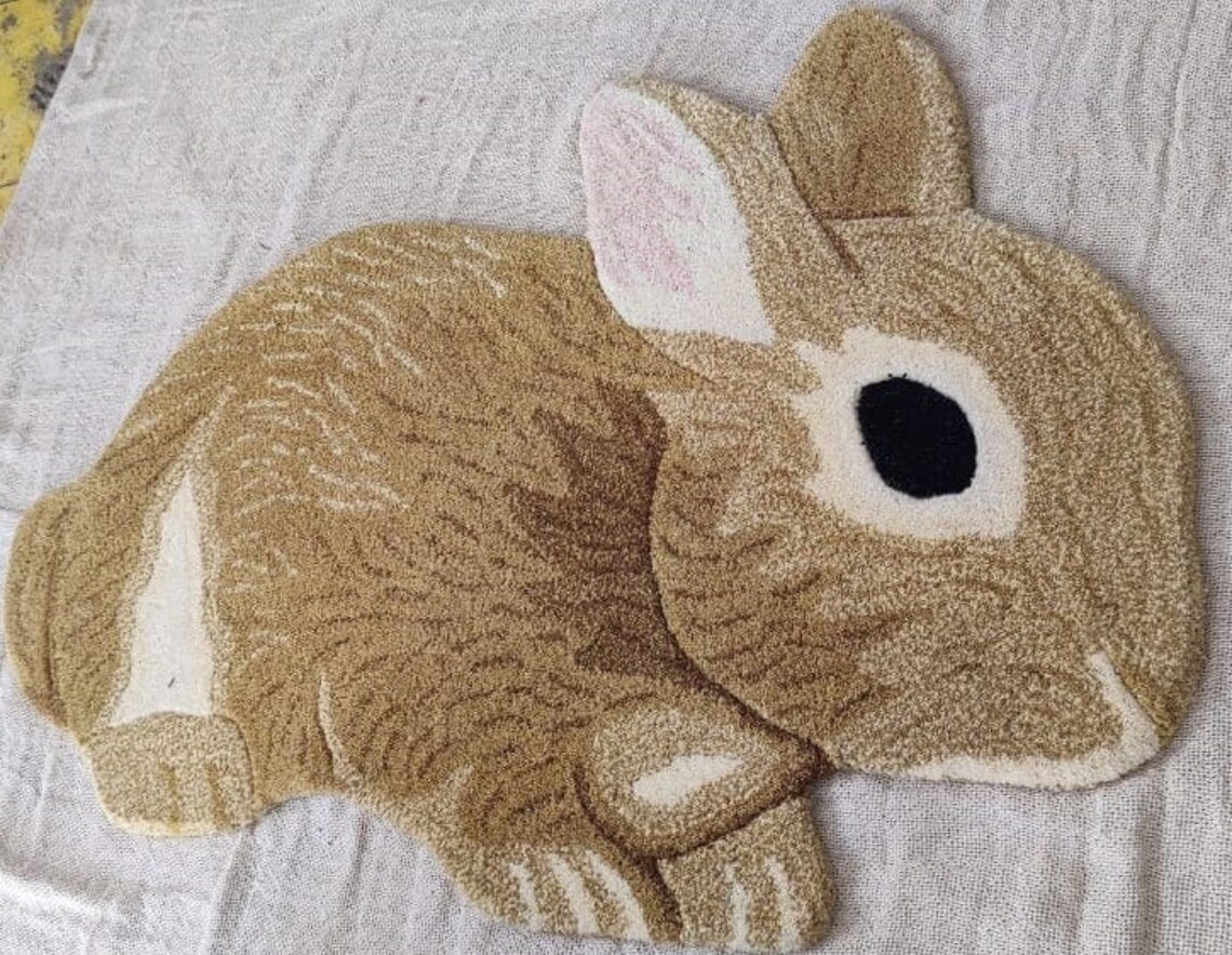 Hand Tufted Rug Carpet Animal Rug Rabbit Rug Home Decor Living Etsy
