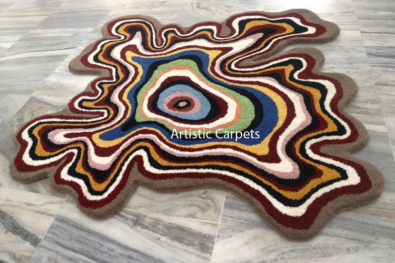 Irregular Rug Shape / Modern Abstract Area Rug for Living Room Etsy