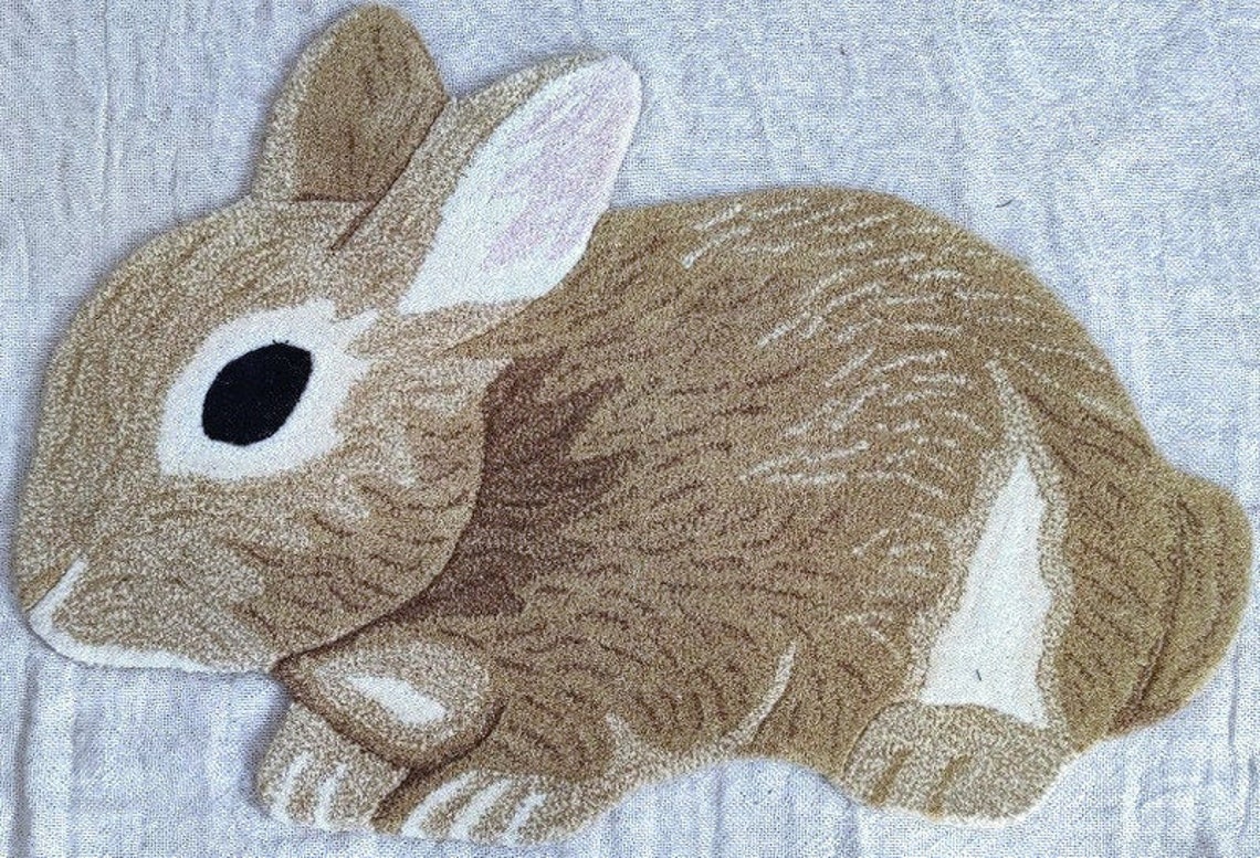 Hand Tufted Rug Carpet Animal Rug Rabbit Rug Home Decor Living Etsy