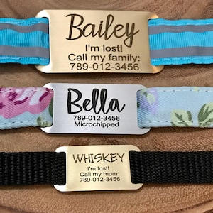 Silent Dog Tag, Collar Pet ID Tag, Slider Cat Tag, Slide Collar Tag, Dog ID Tag, Cat ID Tag, Pet Tag, Custom Dog Tag for Dog, Quiet Pet Tag