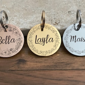Personalized Pet Tag, Custom Engraved Dog Tag, Pet ID Tag Cat Collar Tag, Cat ID Tag, Dog ID Tag, Dog Name Tag, Rose Gold, Gold Silver Black