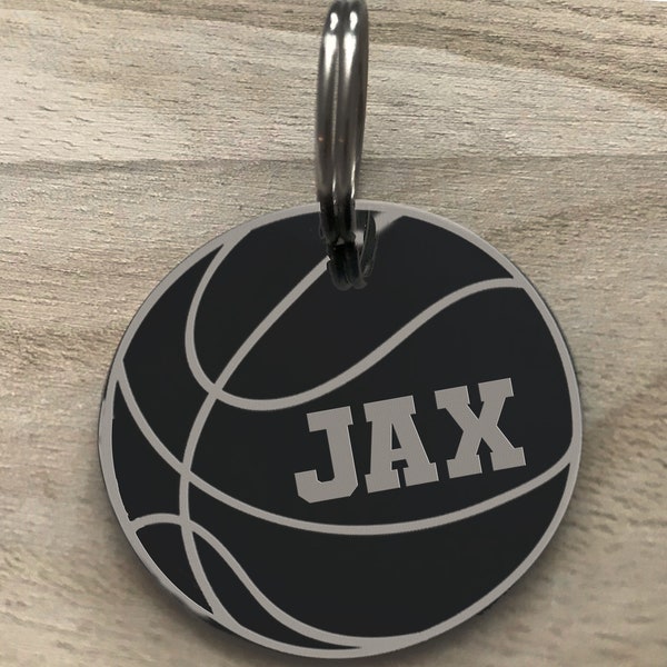 Rose Gold Dog Tag for Dogs, Basketball Pet Tag, Custom Engraved Dog Tag, Personalized Pet ID Tag, Cat ID Tag, Dog ID Tag, Dog Name Tag