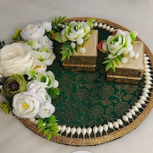 Decorative ring platter ceremony-Islamic Wedding favour engagement ring tray wedding essensial decorative tray for sangeet ring platter