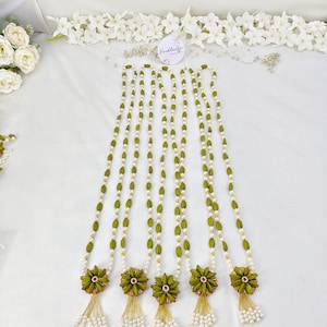 Moti Mala: 19 pulgadas, Elaichi artificial, perla (blanco)